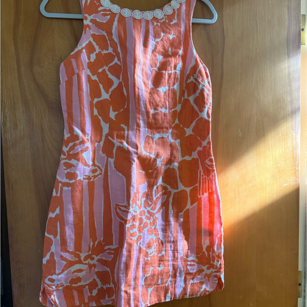 Orange and White Sleeveless Dress